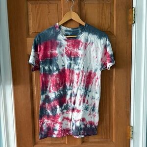 Handmade Size Medium Red and Blue Tie-Dye T-Shirt